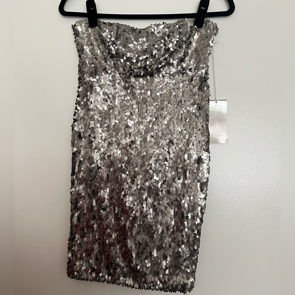 Silence & Noise Silver Sequin Dress